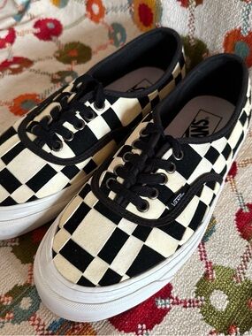 Vans Anaheim factory, Authentic Black & White Suede Checkerboard Sneakers
